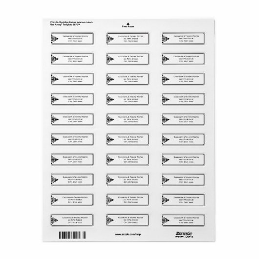 ヴィンテージアールデコブラックWhtフレーム#1差出人住所 ラベル (フルシート)