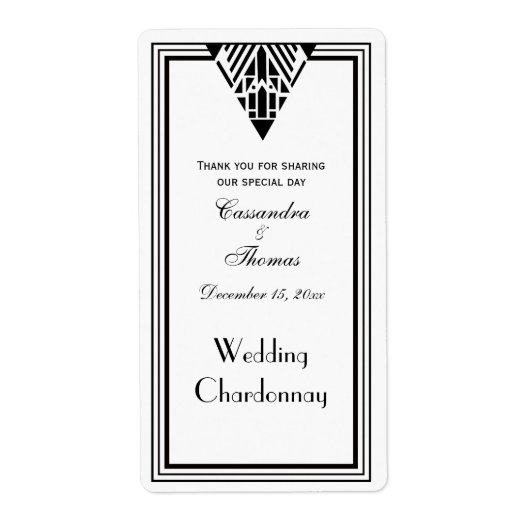 ヴィンテージアールデコブラックWhtフレーム#1 Vワインボトル ラベル (正面)