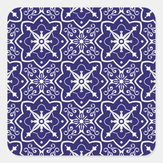 ヴィンテージアールデコブルータイル抽象芸術幾何学的 スクエアシール (正面)