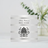 ヴィンテージアールデコプルムブラックホワイトSQブライダルシャワー 招待状 (スタンド正面)