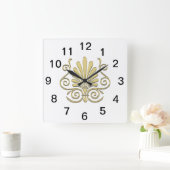 ヴィンテージアールデコプルームアラベスク スクエア壁時計 (ホーム)