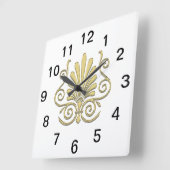 ヴィンテージアールデコプルームアラベスク スクエア壁時計 (傾斜)