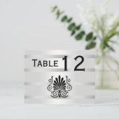 ヴィンテージアールデコプルーム白黒Hテーブル番号 ポストカード (スタンド正面)