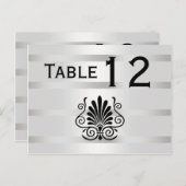 ヴィンテージアールデコプルーム白黒Hテーブル番号 ポストカード (正面/裏面)