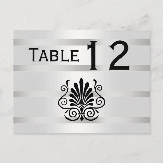 ヴィンテージアールデコプルーム白黒Hテーブル番号 ポストカード (正面)