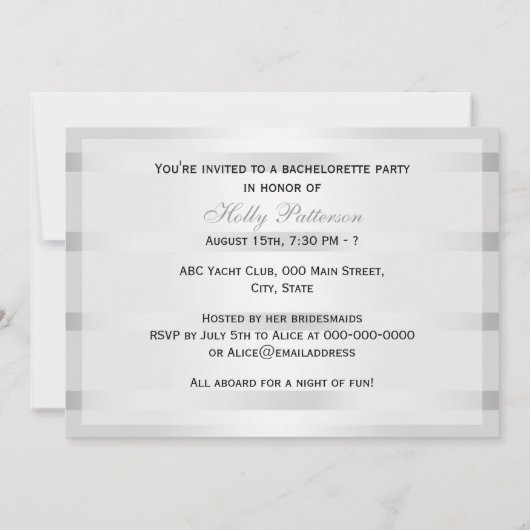 ヴィンテージアールデコプルーム白黒Hバチェロレッテ 招待状 (裏面)