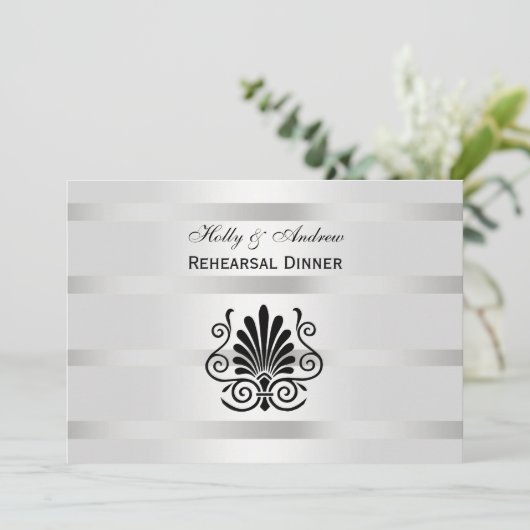 ヴィンテージアールデコプルーム白黒HリハーサルDin 招待状 (スタンド正面)