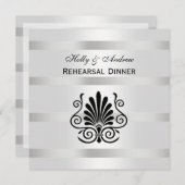 ヴィンテージアールデコプルームBlkホワイトSQリハーサルDin 招待状 (正面/裏面)