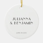 ヴィンテージアールデコホワイトシンプルカスタムウェディング セラミックオーナメント (正面)