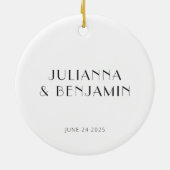 ヴィンテージアールデコホワイトシンプルカスタムウェディング セラミックオーナメント (裏面)