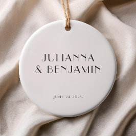 ヴィンテージアールデコホワイトシンプルカスタムウェディング セラミックオーナメント