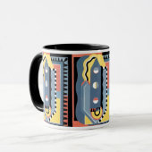 ヴィンテージアールデコポコワールジャズのジオメトリパターン マグカップ (正面左)