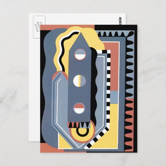 ヴィンテージアールデコポコワールジャズの幾何学模様 ポストカード (正面/裏面)