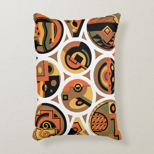 ヴィンテージアールデコポチョアジャズジオメトリックサークル アクセントクッション (正面(垂直))