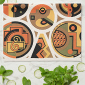 ヴィンテージアールデコポチョアジャズジオメトリックサークル キッチンタオル (折り畳み)