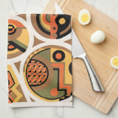 ヴィンテージアールデコポチョアジャズジオメトリックサークル キッチンタオル (四つ折り)