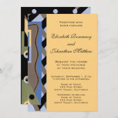 ヴィンテージアールデコポチョアジャズパタ結婚ーン 招待状 (正面/裏面)