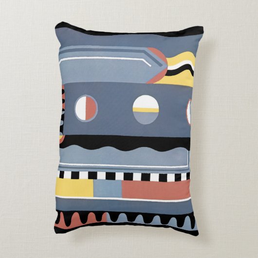 ヴィンテージアールデコポチョアジャズ幾何学模様 アクセントクッション (裏面(縦))