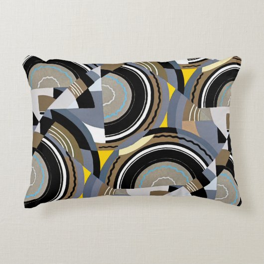 ヴィンテージアールデコポチョアジャズ幾何学模様 アクセントクッション (正面)