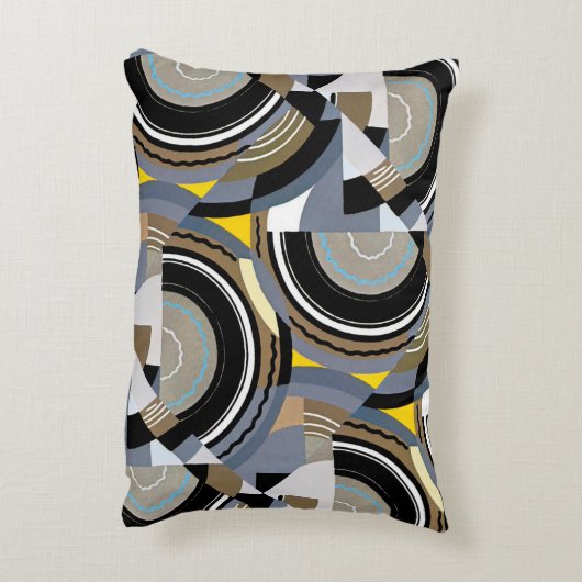 ヴィンテージアールデコポチョアジャズ幾何学模様 アクセントクッション (裏面(縦))