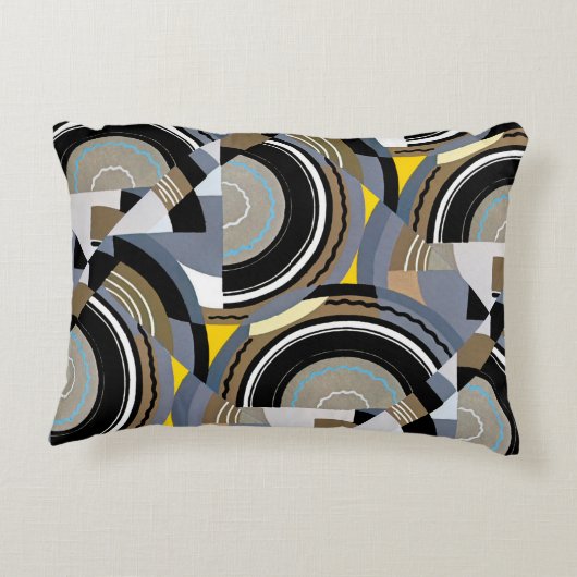 ヴィンテージアールデコポチョアジャズ幾何学模様 アクセントクッション (裏面)