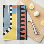 ヴィンテージアールデコポチョアジャズ幾何学模様 キッチンタオル (四つ折り)