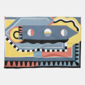 ヴィンテージアールデコポチョアジャズ幾何学模様 キッチンタオル (横)