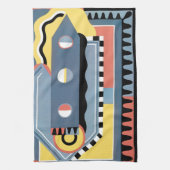 ヴィンテージアールデコポチョアジャズ幾何学模様 キッチンタオル (縦)