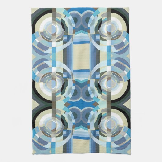 ヴィンテージアールデコポチョアジャズ幾何学模様 キッチンタオル