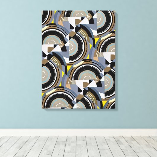 ヴィンテージアールデコポチョアジャズ幾何学模様 キャンバスプリント (インサイチュ (ウッドフロア))