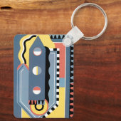 ヴィンテージアールデコポチョアジャズ幾何学模様 キーホルダー (裏面)