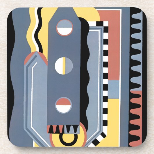 ヴィンテージアールデコポチョアジャズ幾何学模様 コースター (正面)