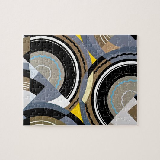 ヴィンテージアールデコポチョアジャズ幾何学模様 ジグソーパズル (横)