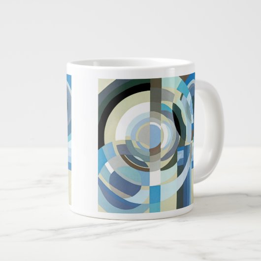 ヴィンテージアールデコポチョアジャズ幾何学模様 ジャンボコーヒーマグカップ (正面右)