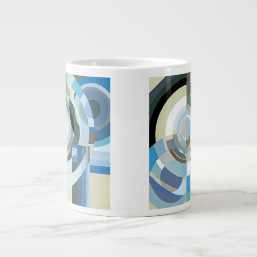 ヴィンテージアールデコポチョアジャズ幾何学模様 ジャンボコーヒーマグカップ (正面)