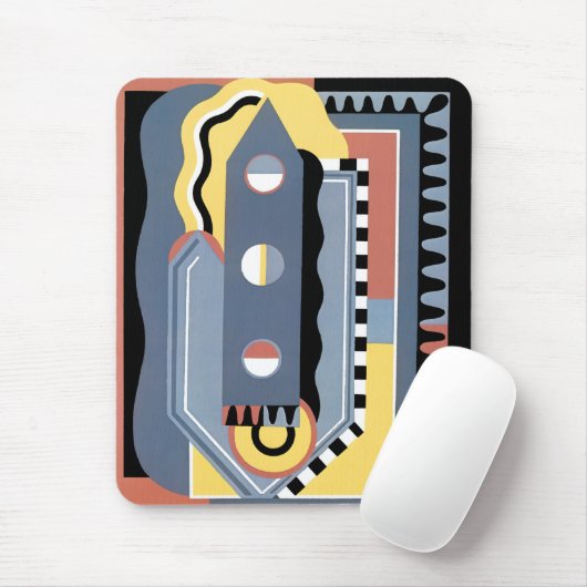 ヴィンテージアールデコポチョアジャズ幾何学模様 マウスパッド (マウス)