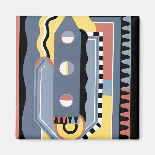 ヴィンテージアールデコポチョアジャズ幾何学模様 マグネット (正面)