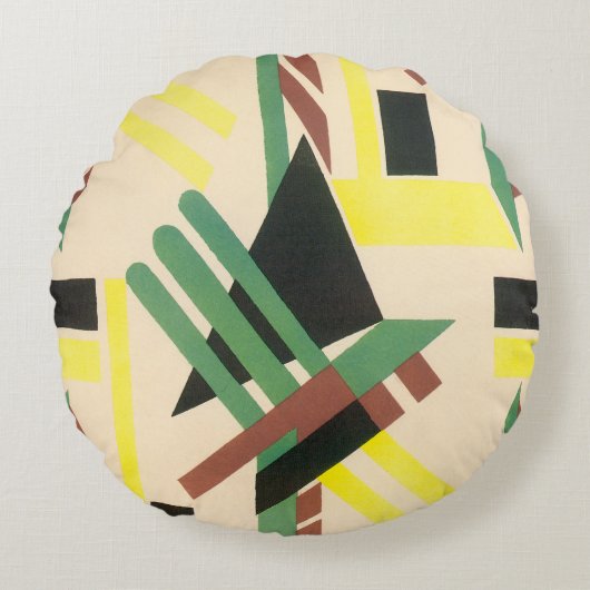 ヴィンテージアールデコポチョアジャズ幾何学模様 ラウンドクッション (正面)