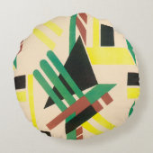 ヴィンテージアールデコポチョアジャズ幾何学模様 ラウンドクッション (裏面)