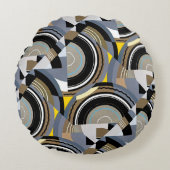 ヴィンテージアールデコポチョアジャズ幾何学模様 ラウンドクッション (正面)