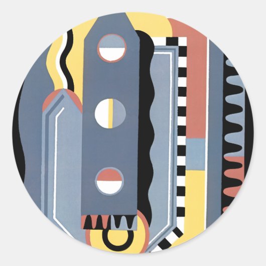 ヴィンテージアールデコポチョアジャズ幾何学模様 ラウンドシール (正面)