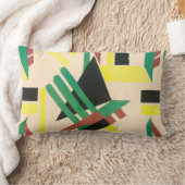 ヴィンテージアールデコポチョアジャズ幾何学模様 ランバークッション (ブランケット)