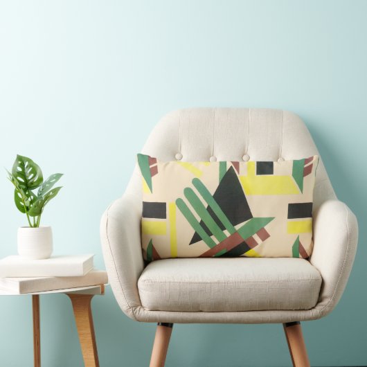 ヴィンテージアールデコポチョアジャズ幾何学模様 ランバークッション (椅子)