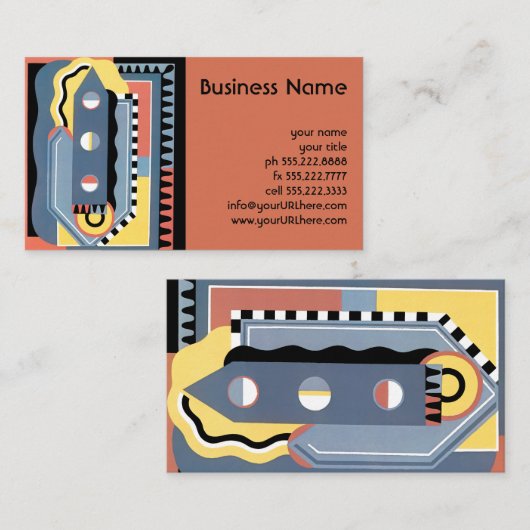 ヴィンテージアールデコポチョアジャズ幾何学模様 名刺 (正面/裏面)