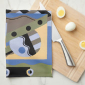 ヴィンテージアールデコポチョワールJazz Cubismパターン キッチンタオル (四つ折り)