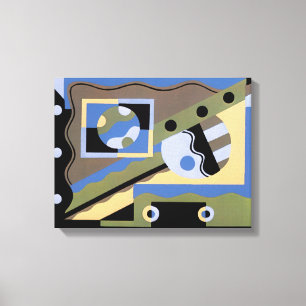 ヴィンテージアールデコポチョワールJazz Cubismパターン キャンバスプリント