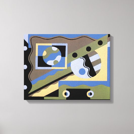 ヴィンテージアールデコポチョワールJazz Cubismパターン キャンバスプリント (正面)