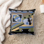 ヴィンテージアールデコポチョワールJazz Cubismパターン クッション (ブランケット)