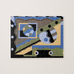 ヴィンテージアールデコポチョワールJazz Cubismパターン ジグソーパズル