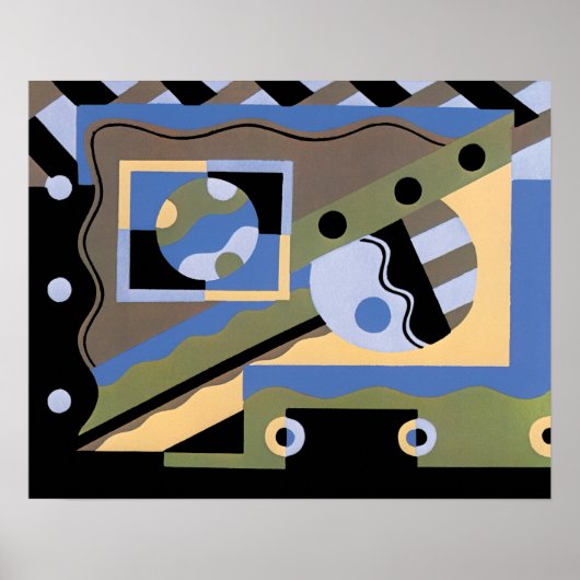 ヴィンテージアールデコポチョワールJazz Cubismパターン ポスター (正面)